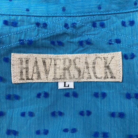 HAVER SACK Size L Blue Dots Cotton Button Up Short Sleeve Shirt - Picture 5 of 5